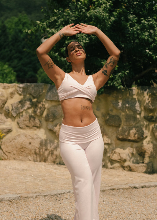 Powder pink - Front wrap sports bra