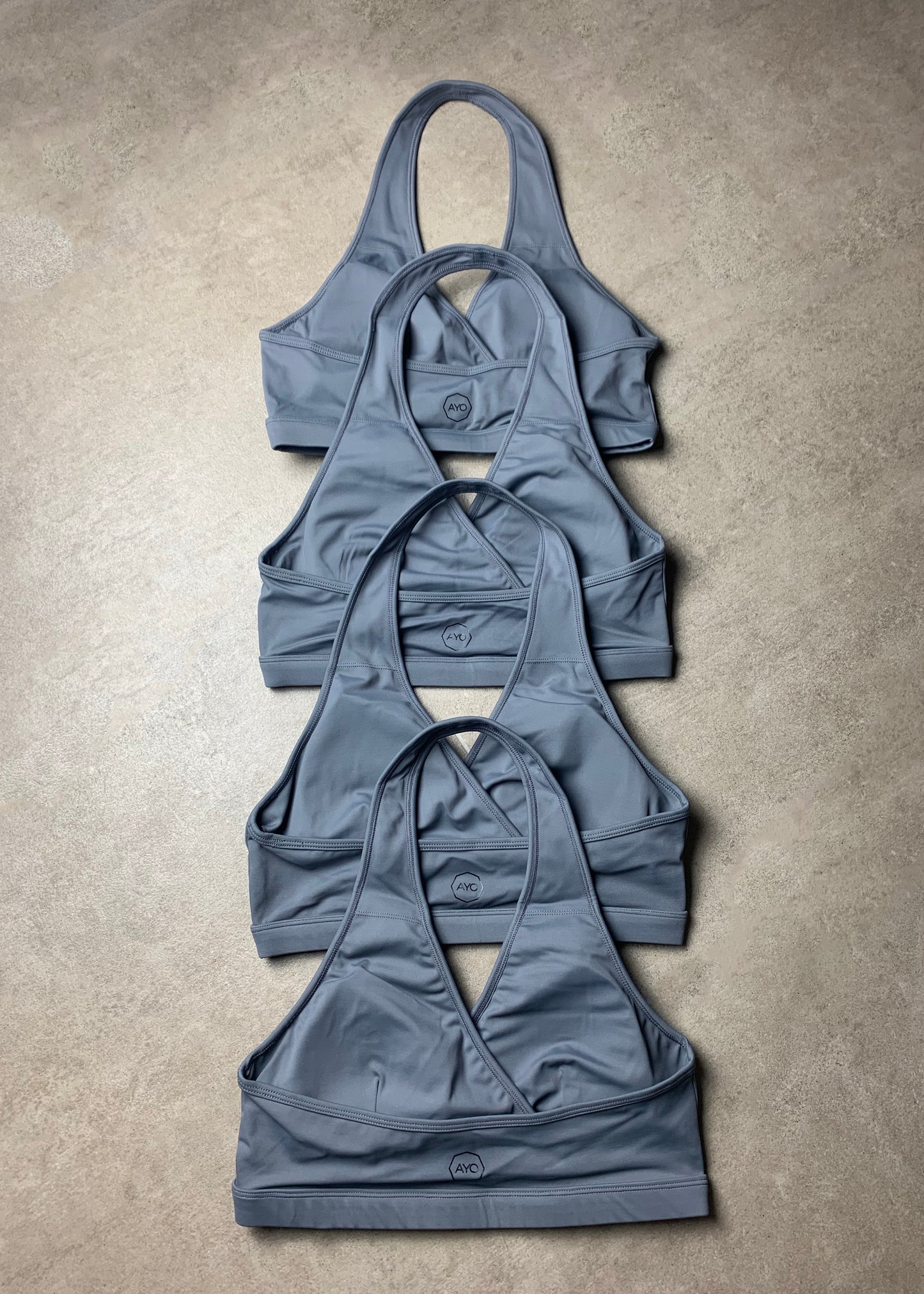 Slate grey - halter neck sports bra