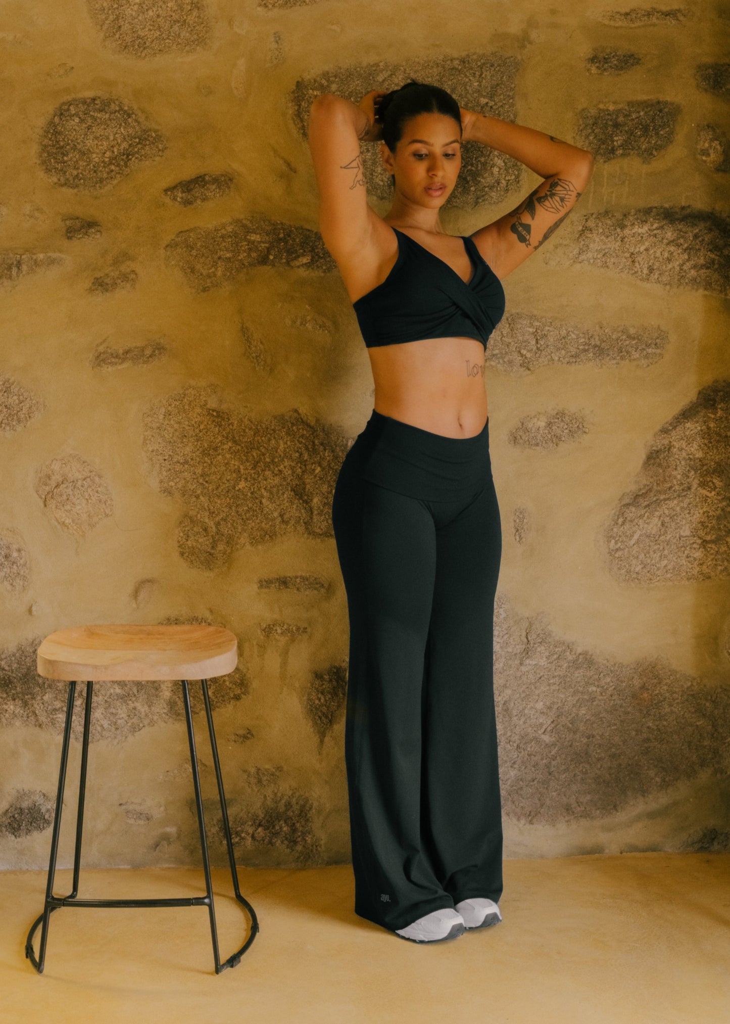 Black - Fold-over high flares