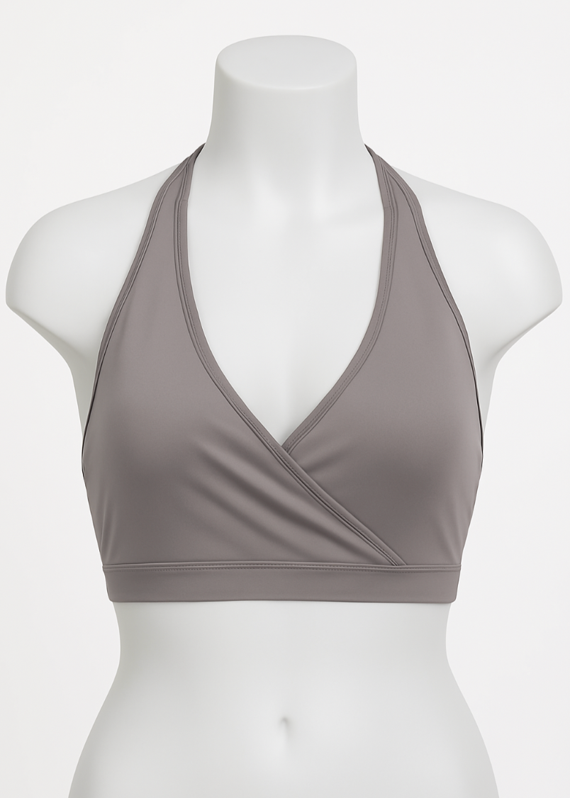 Slate grey - halter neck sports bra