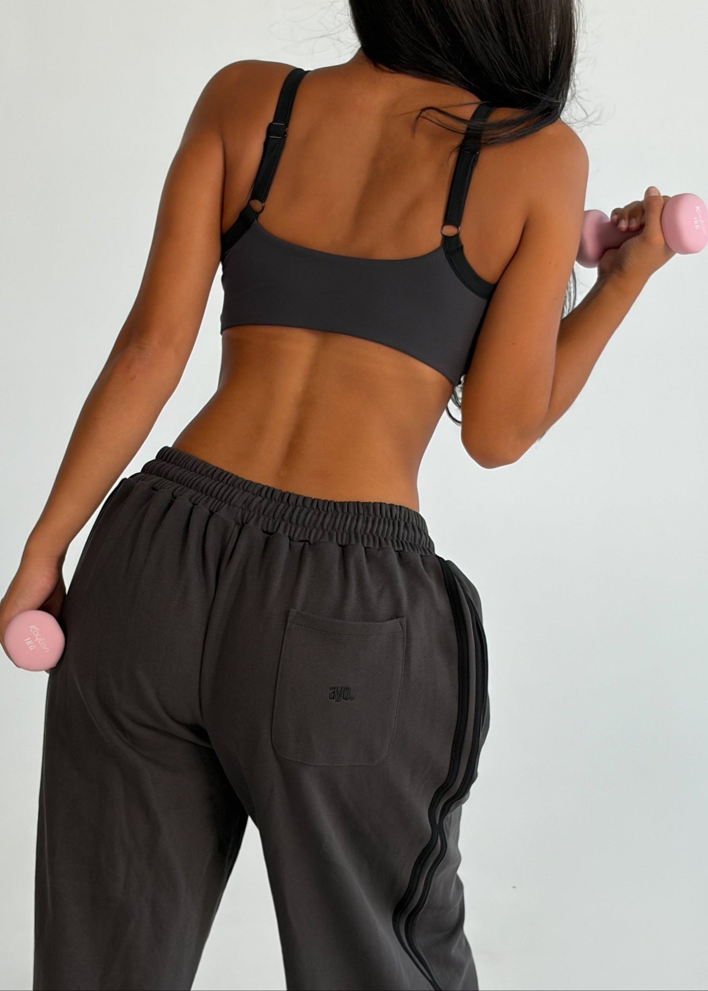 Graphite - Front wrap sports bra