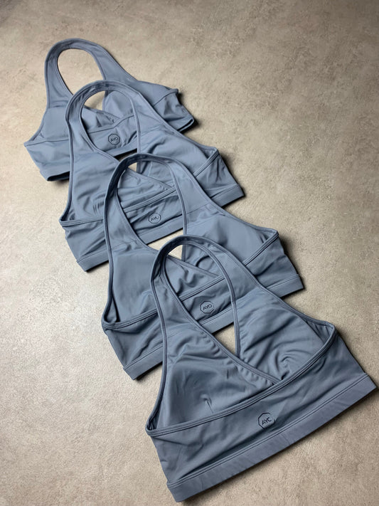 Slate grey - halter neck sports bra