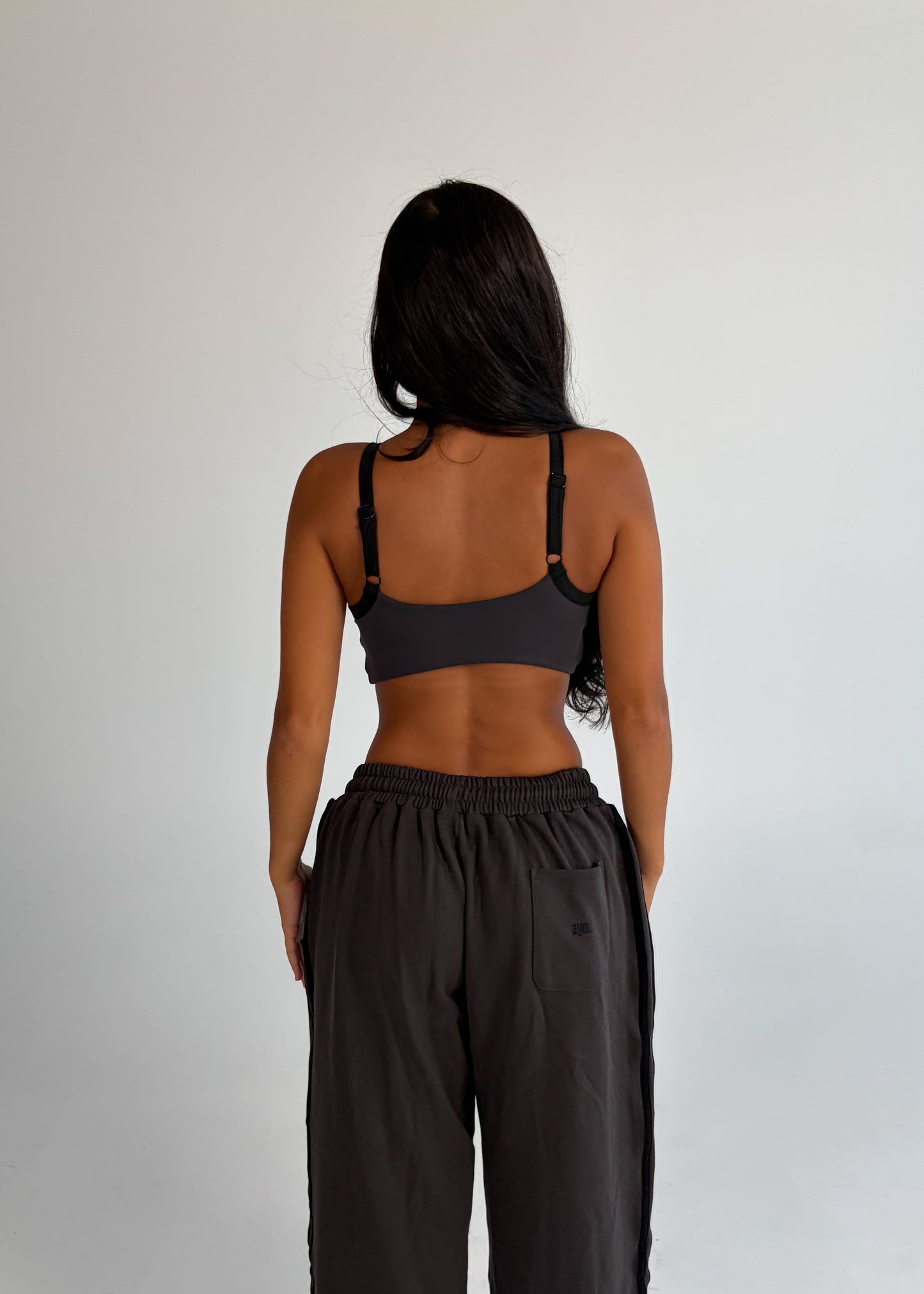 Graphite - Front wrap sports bra