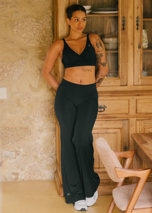 Black - Fold-over high flares