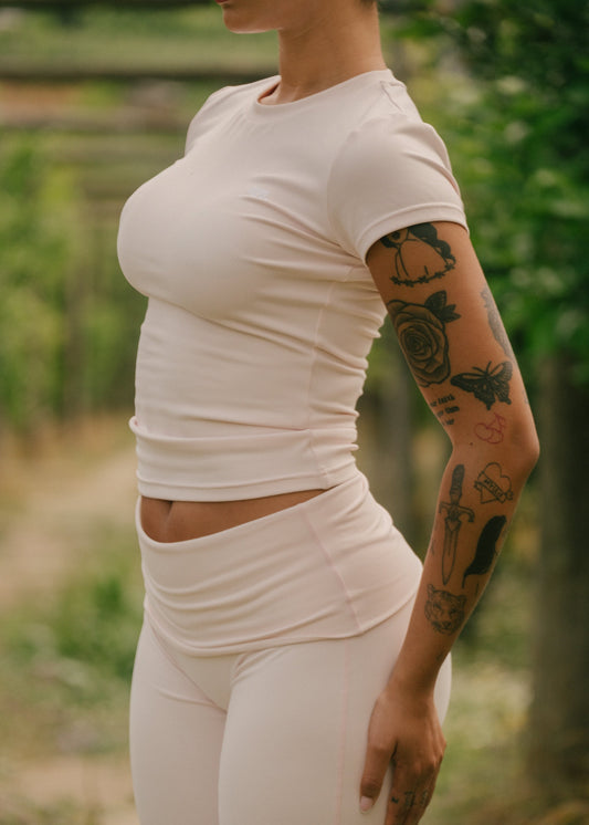 Powder pink - Shaping short sleeve top