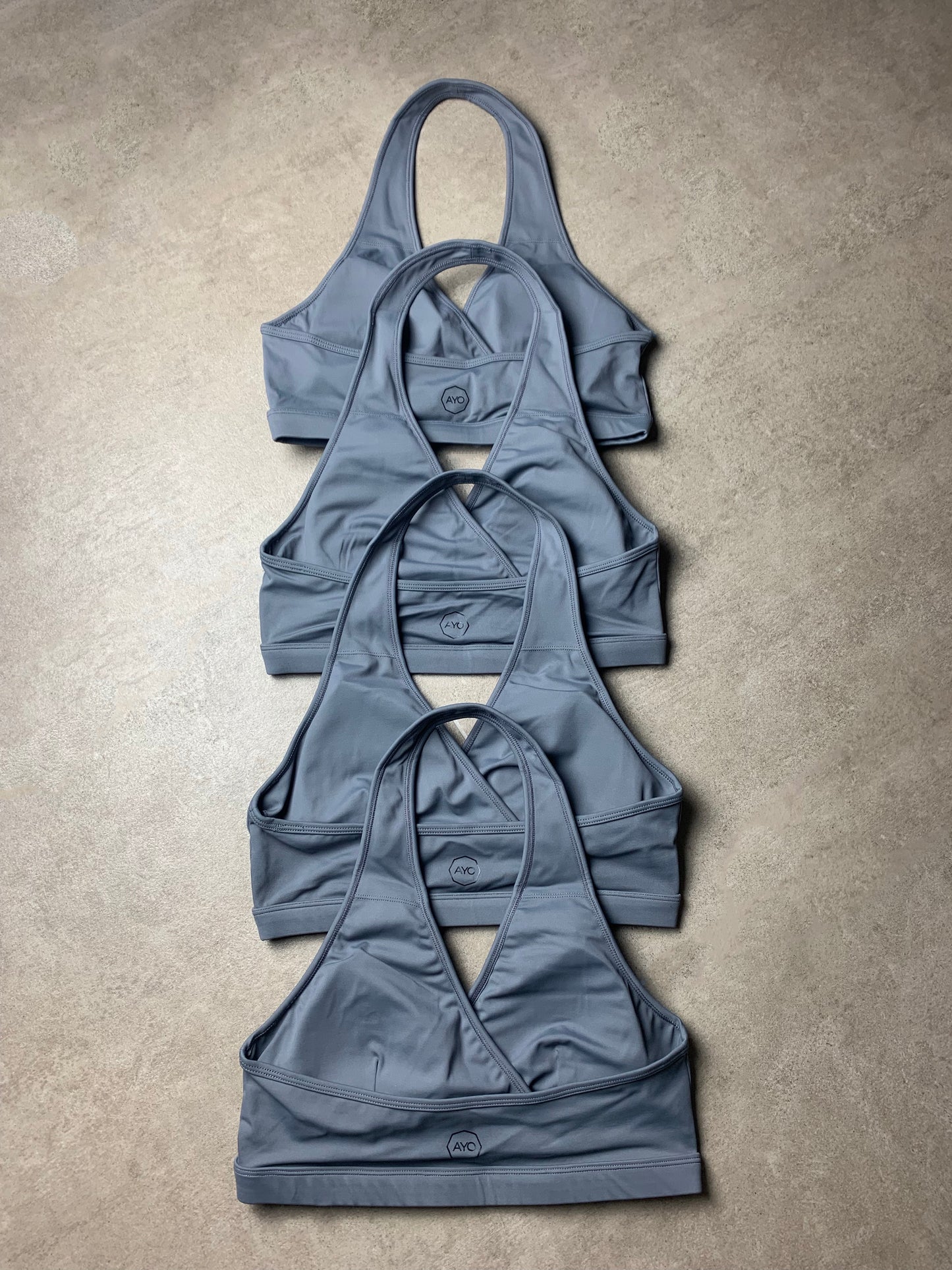 Slate grey - halter neck sports bra