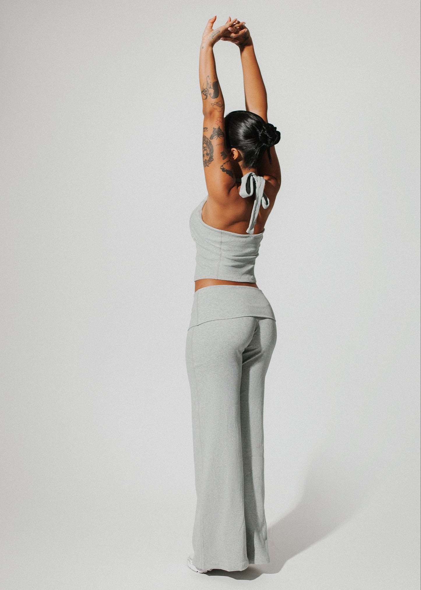 Cotton grey - Fold-over high flares