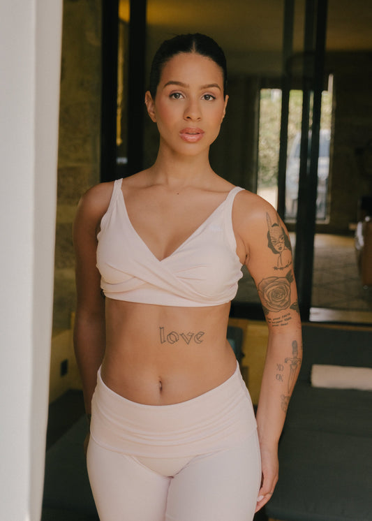 Powder pink - Front wrap sports bra
