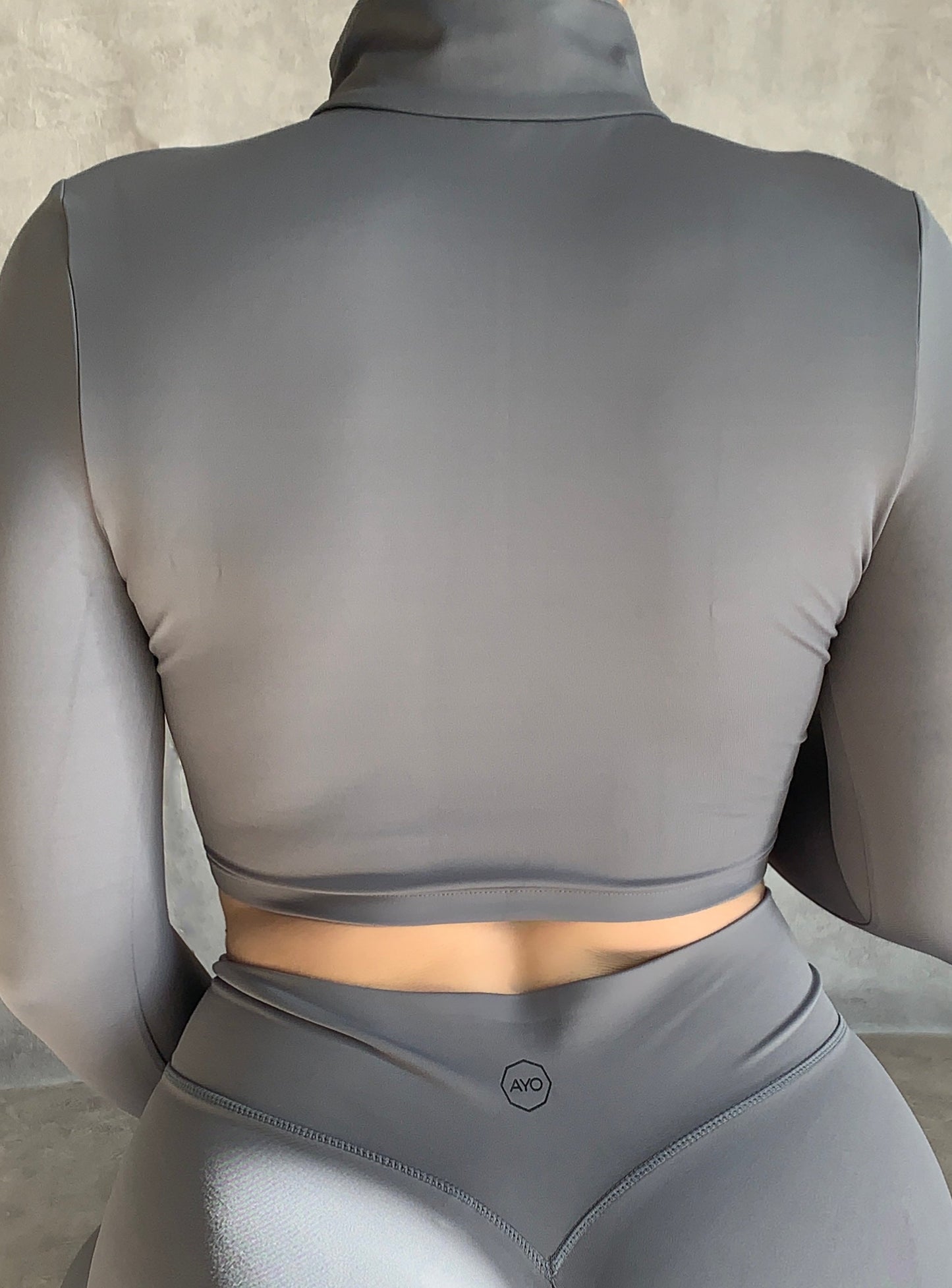 Slate grey - zip up crop top