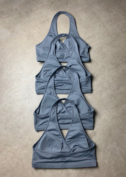 Slate grey - halter neck sports bra