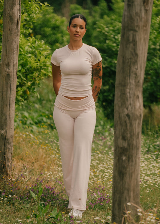 Powder pink - Shaping short sleeve top