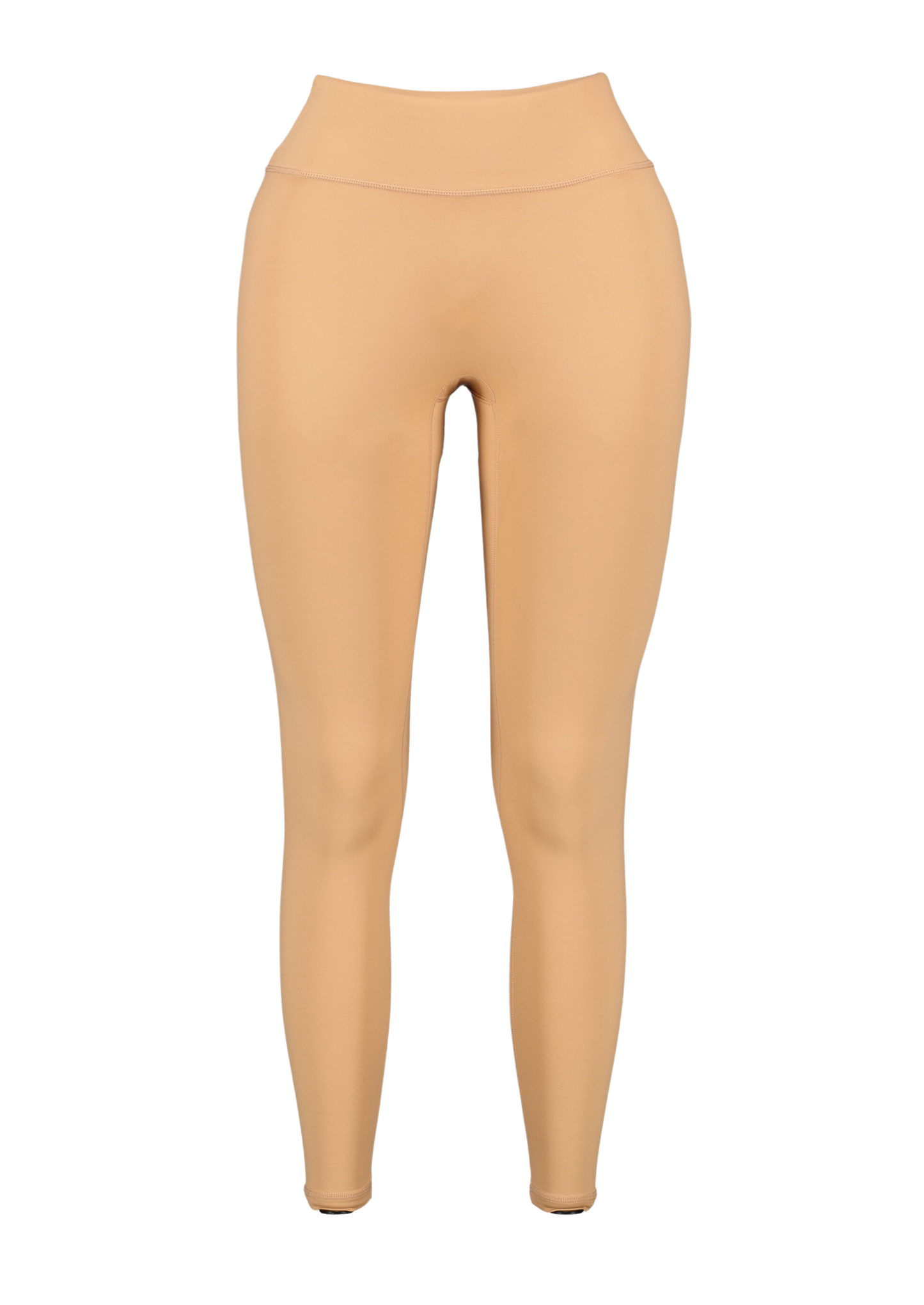 oat coloured scrunch butt leggings super soft no front seam front angle